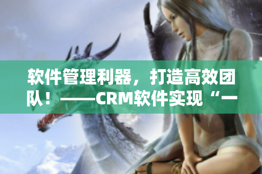 軟件管理利器，打造高效團隊！——CRM軟件實現(xiàn)“一鍵”管理